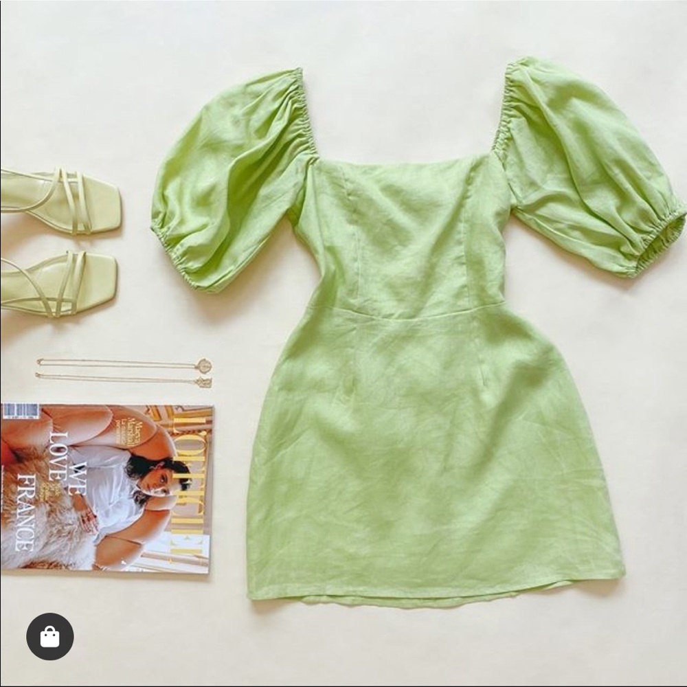 Edit of the Best Linen Lime Green Mini Dress